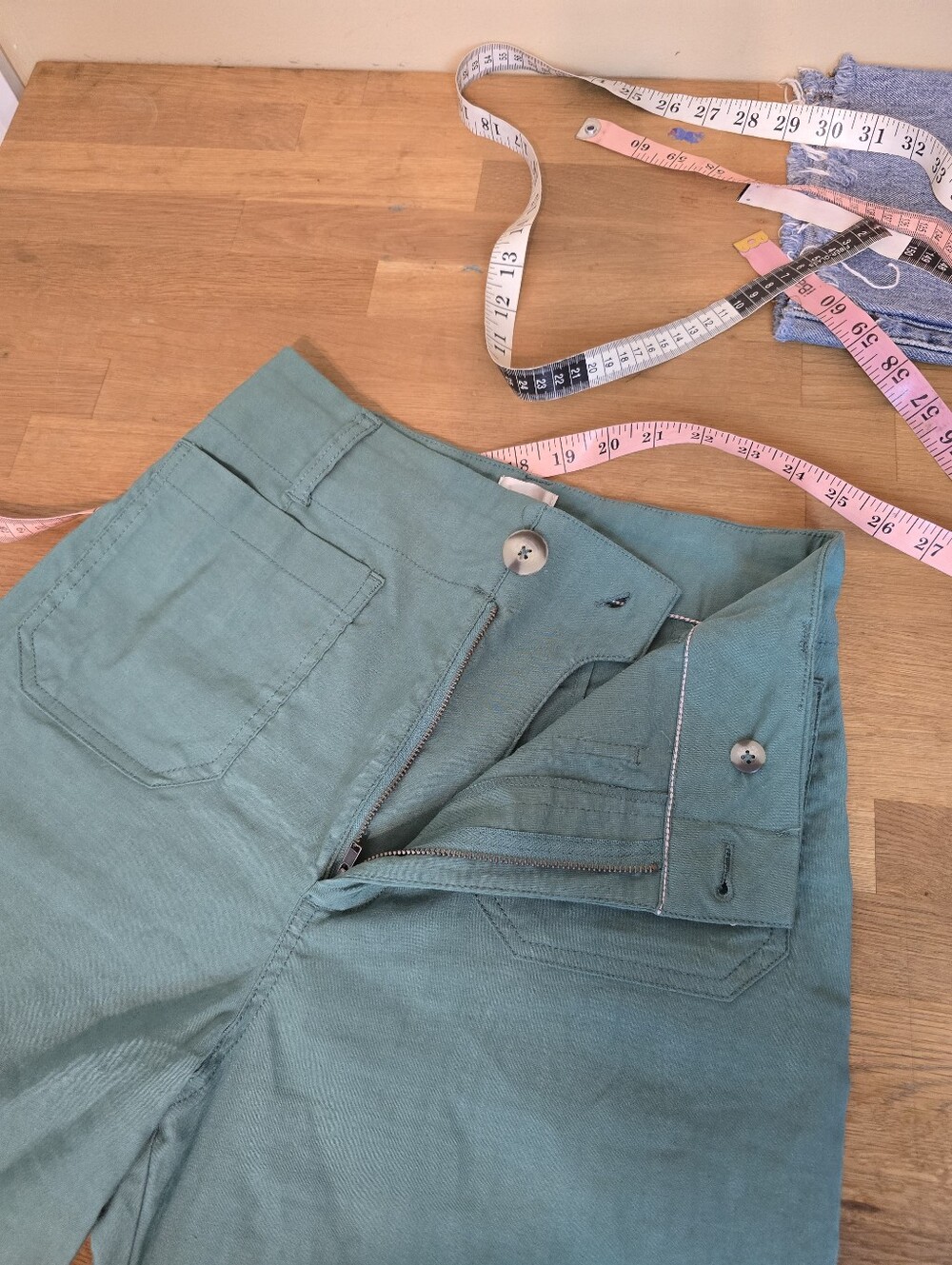 Maeve Muted Emerald Green Colette High Waisted Wide-Leg Trousers 28 - Picture 10 of 13